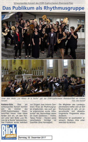 Schwungvolles Konzert des Zupforchesters Rheinland-Pfalz